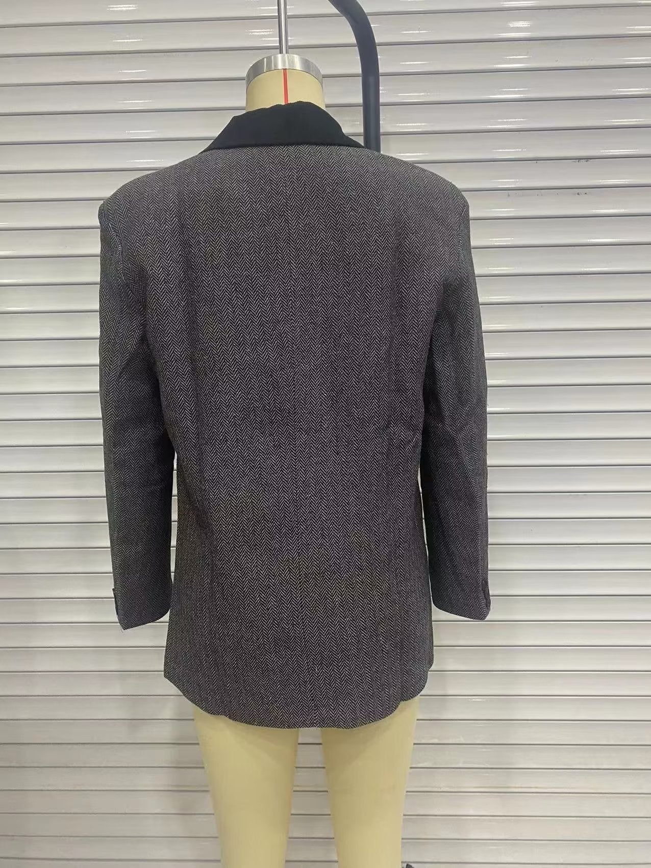 Autumn Women Herringbone Oblique Solid Color Loose Blazer Women