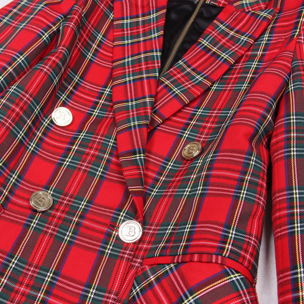 Spring Autumn Advanced Plaid Long Sleeve Slim Office Women Business Blazer Dress