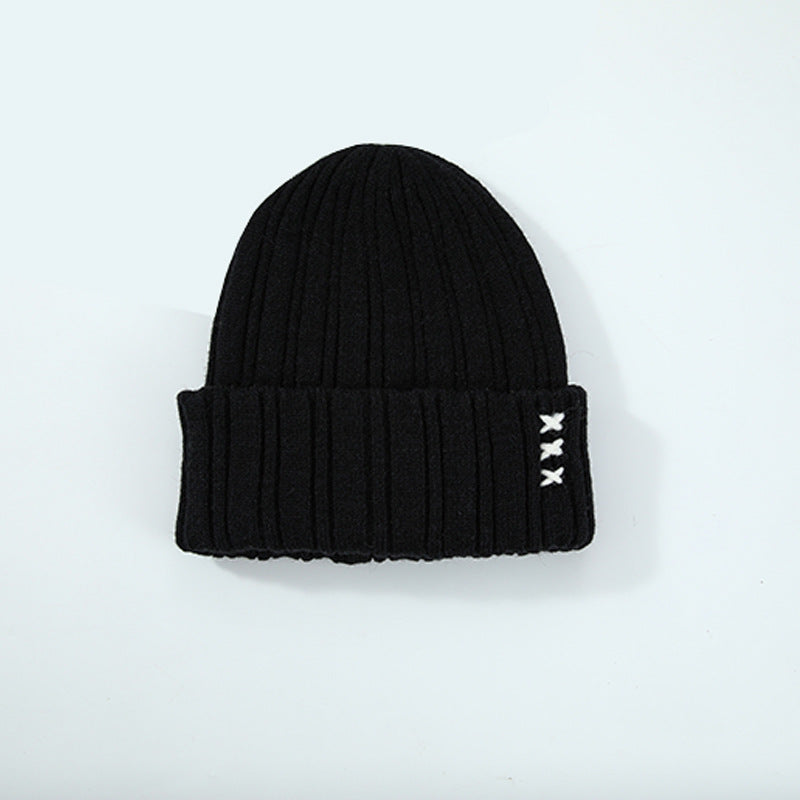 Trendy Simplicity Women Autumn Winter Solid Color Fork Warm Knitted Hat Beanie Hat