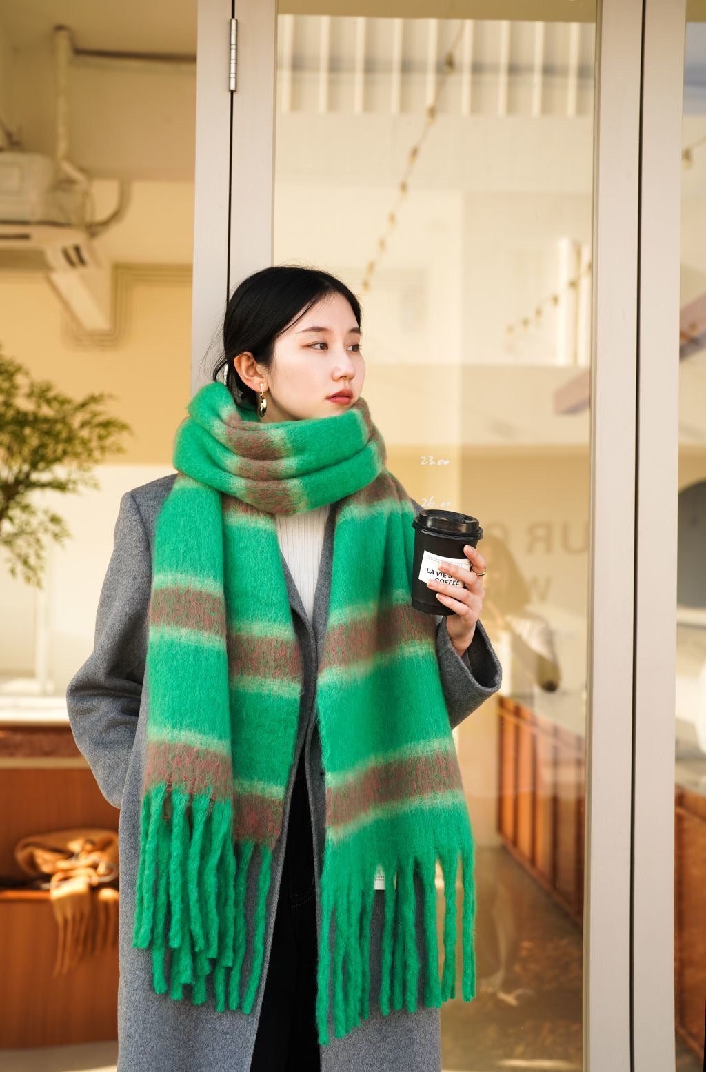 Offers Autumn Winter Thickened Circle Yarn Thick Braid Tassel Stripes Artificial Cashmere Scarf