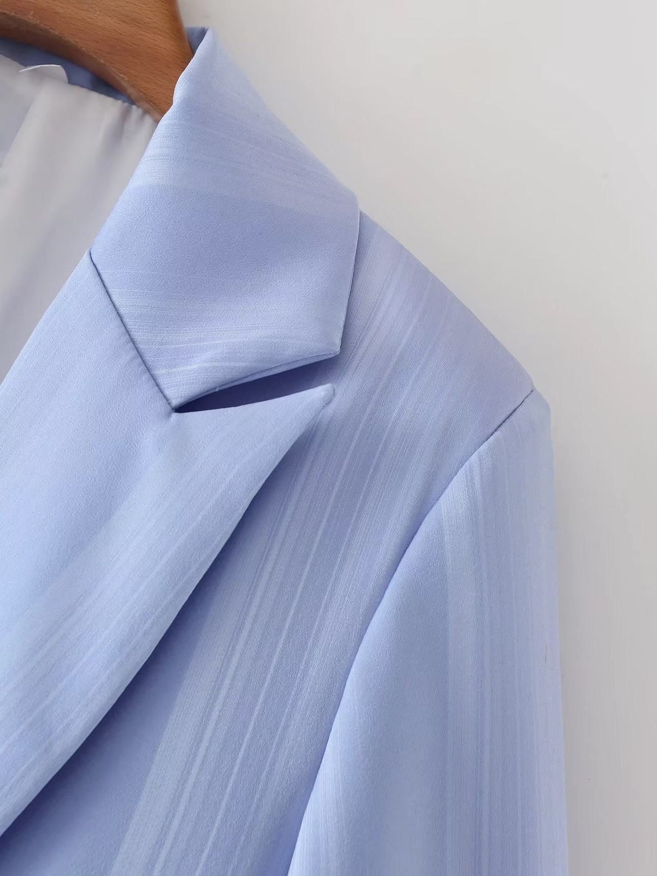 Fall Women Clothing Casual Plain Color Sleeve Fork Personality Collared Blazer