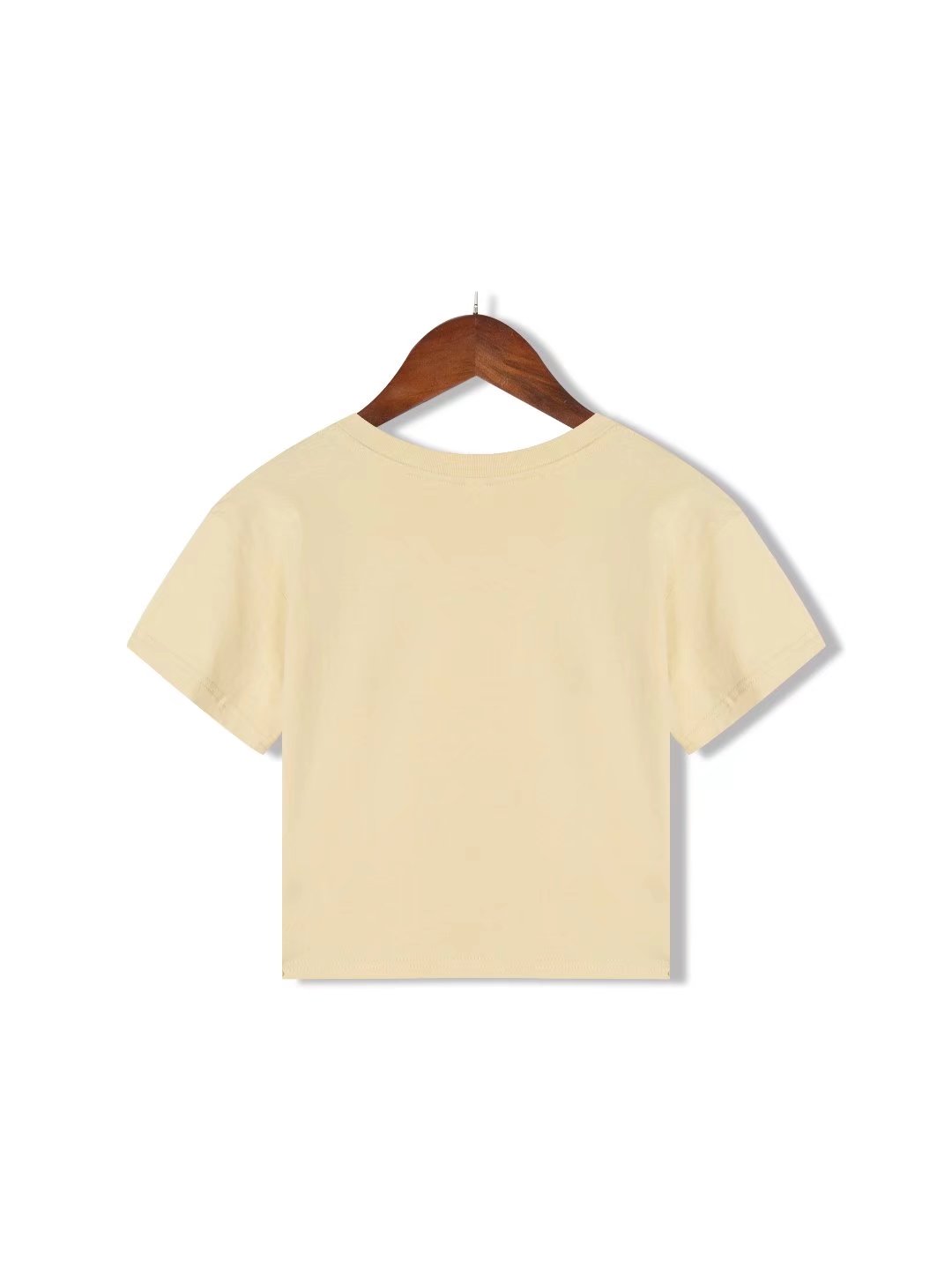 Summer Street Trendy Simple Solid Color Short cropped Short Sleeved T shirt