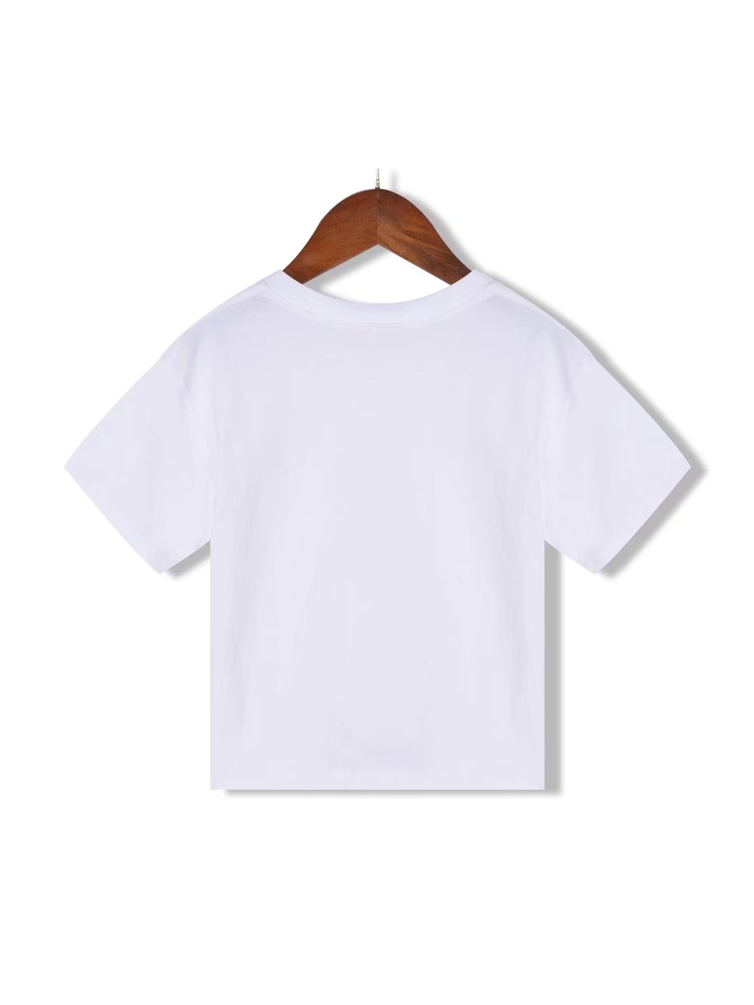 Summer Street Trendy Simple Solid Color Short cropped Short Sleeved T shirt