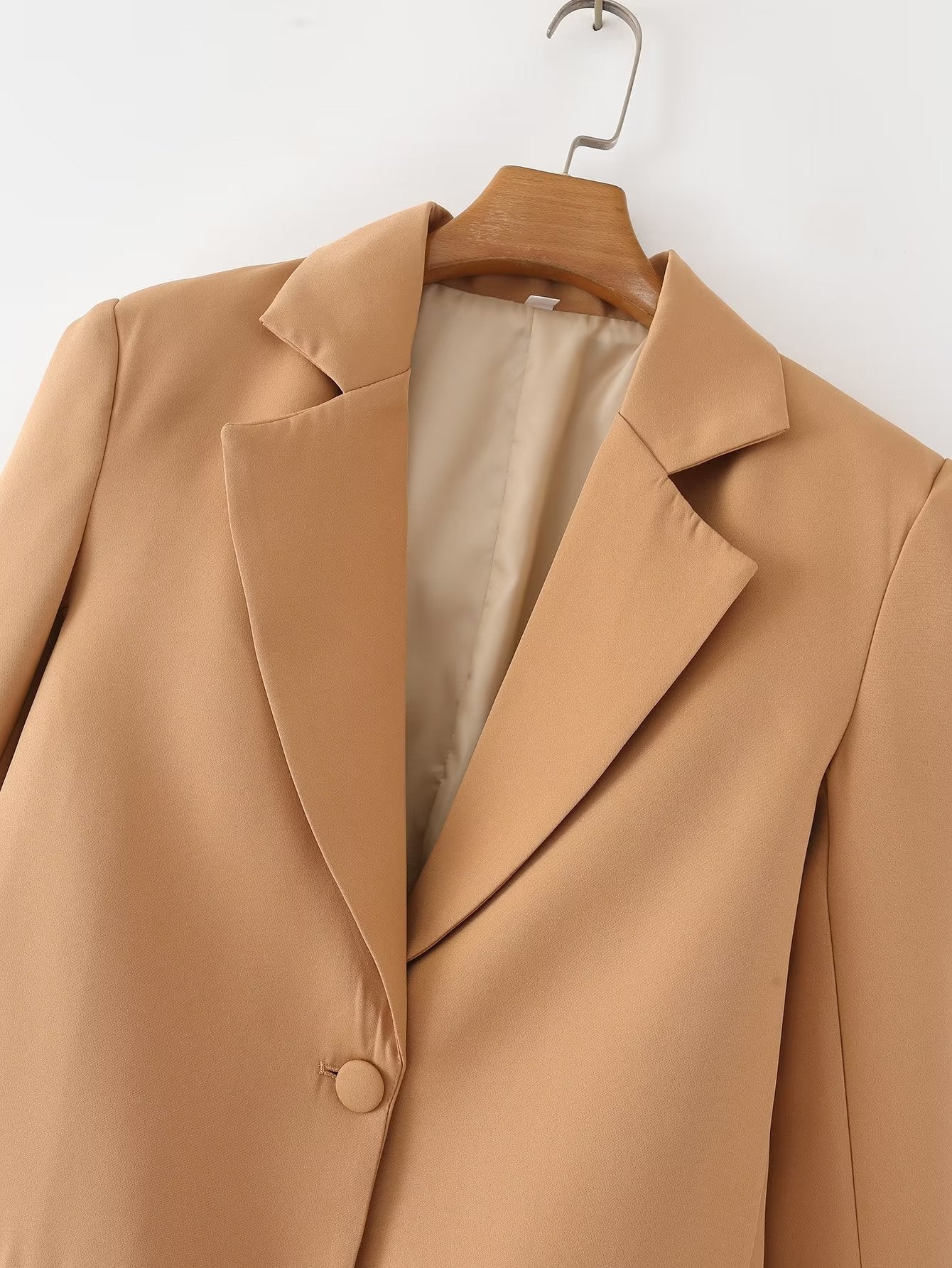 Autumn Office Collared Long Sleeve Loose Decorated Row Button Casual Blazer