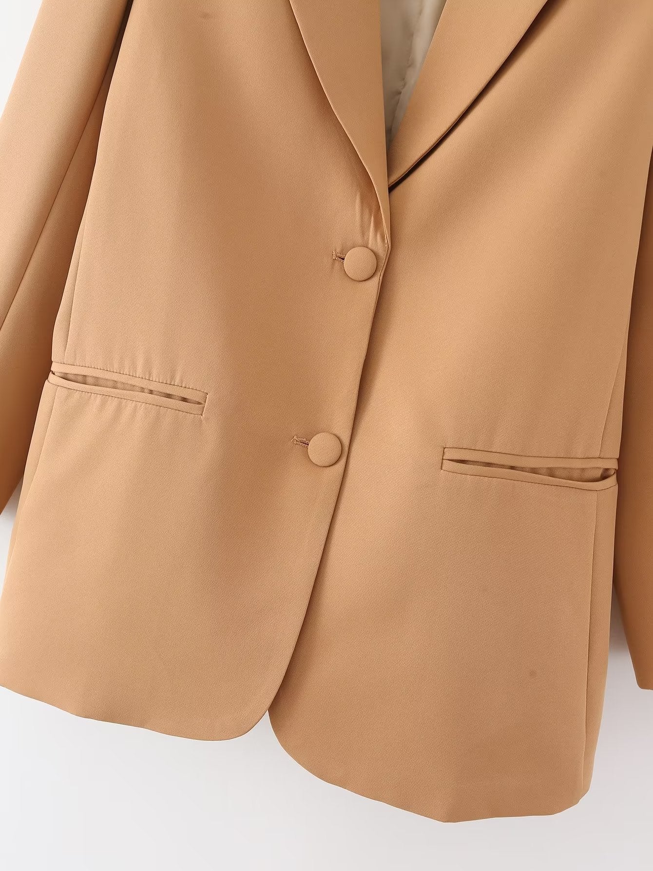 Autumn Office Collared Long Sleeve Loose Decorated Row Button Casual Blazer