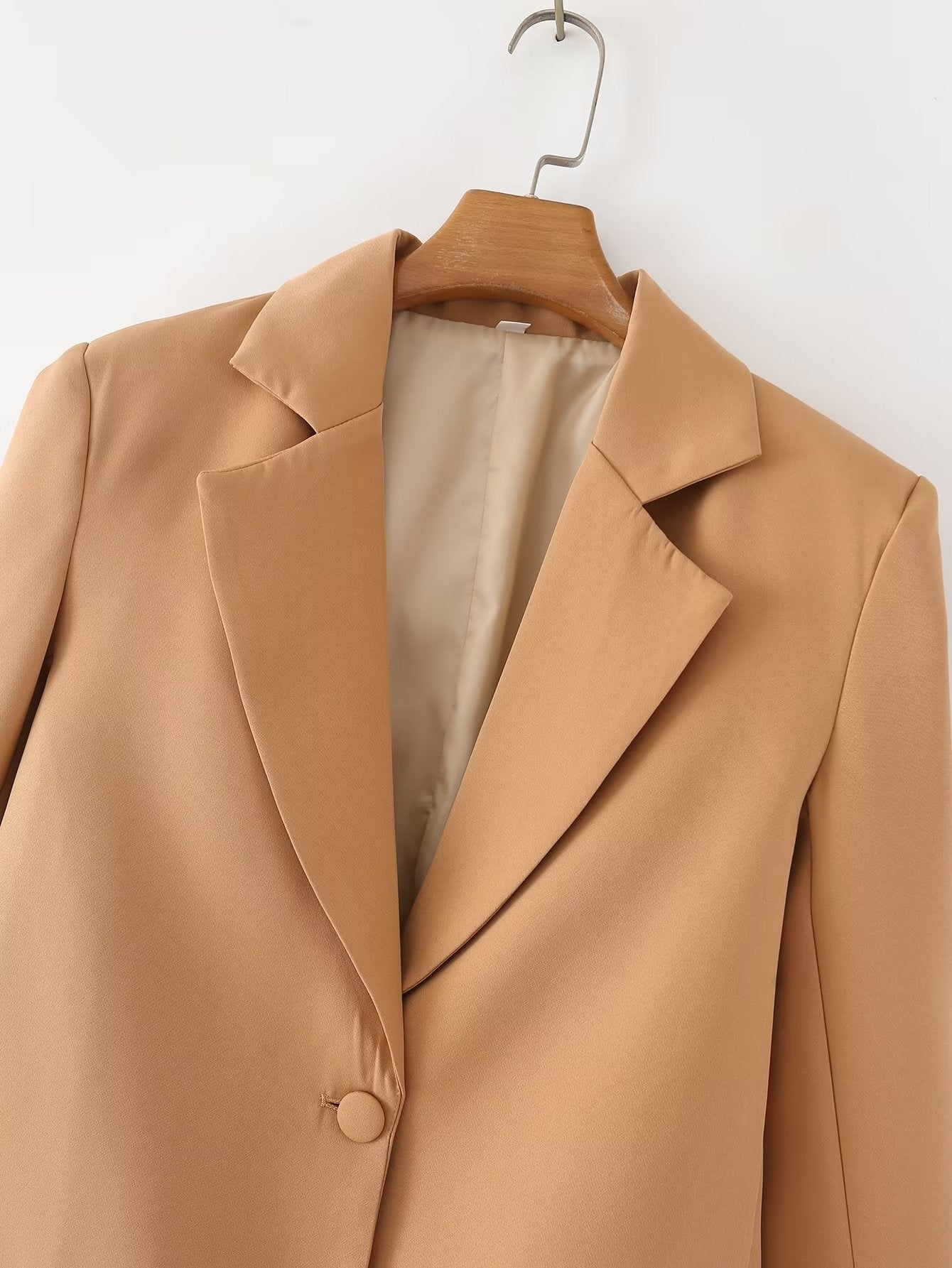 Autumn Office Collared Long Sleeve Loose Decorated Row Button Casual Blazer