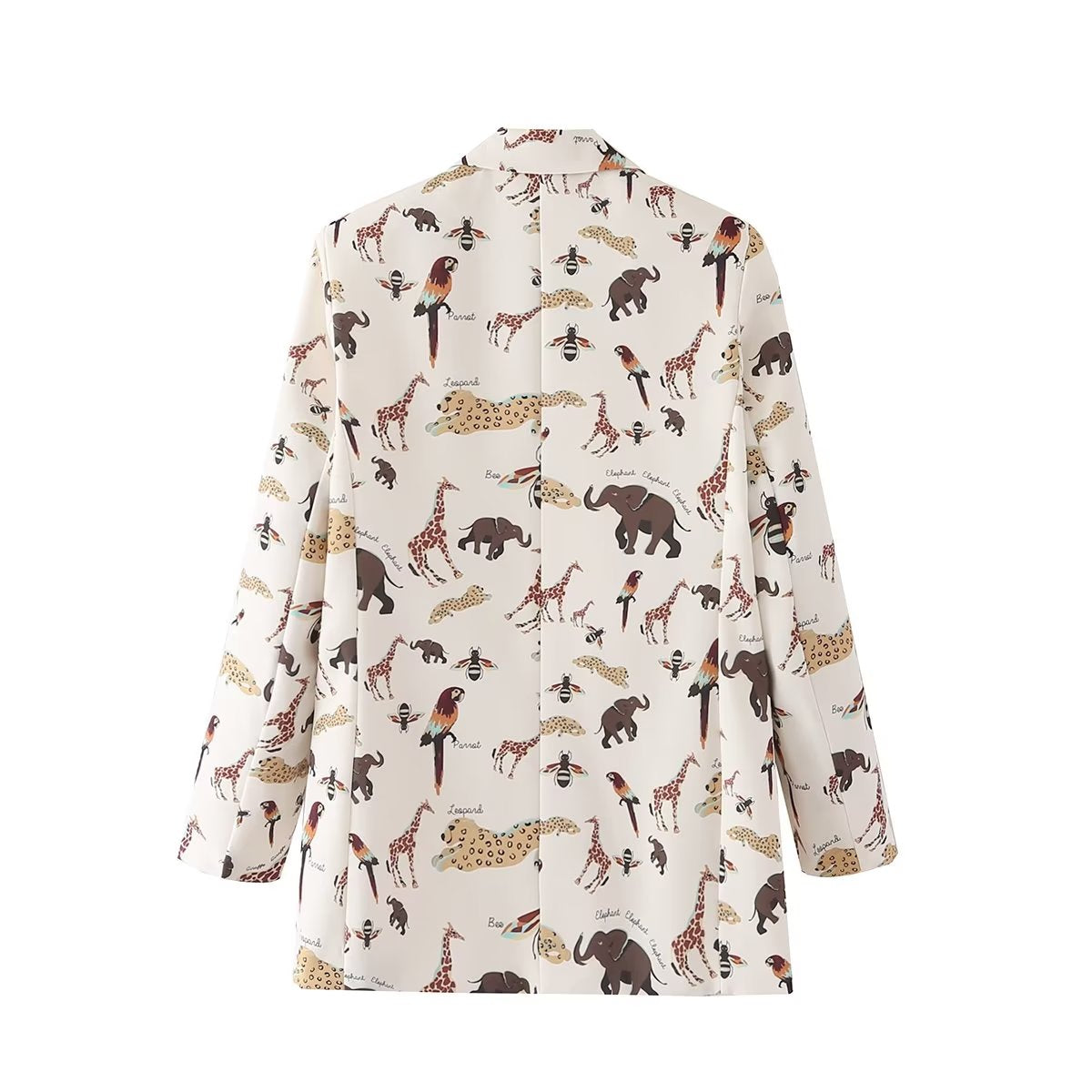 Popular Cartoon Animal Print Collared Long Sleeve Street Hipster Blazer