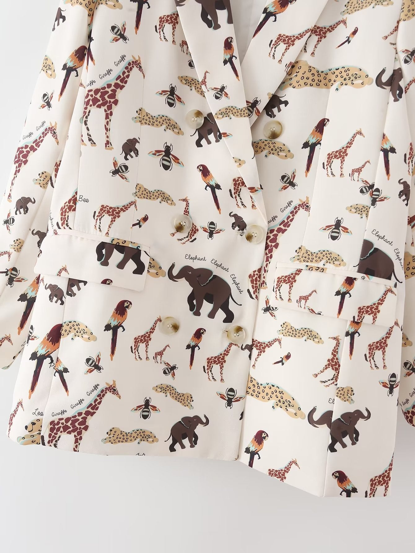 Popular Cartoon Animal Print Collared Long Sleeve Street Hipster Blazer