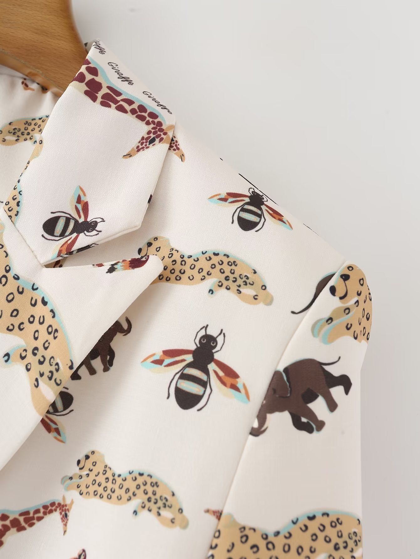Popular Cartoon Animal Print Collared Long Sleeve Street Hipster Blazer