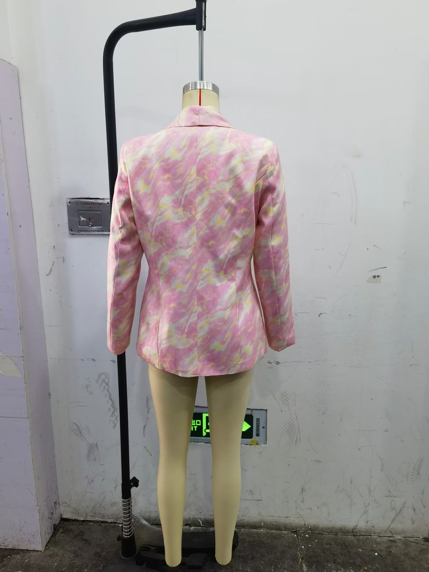Green Collar Blazer Graffiti Printed
