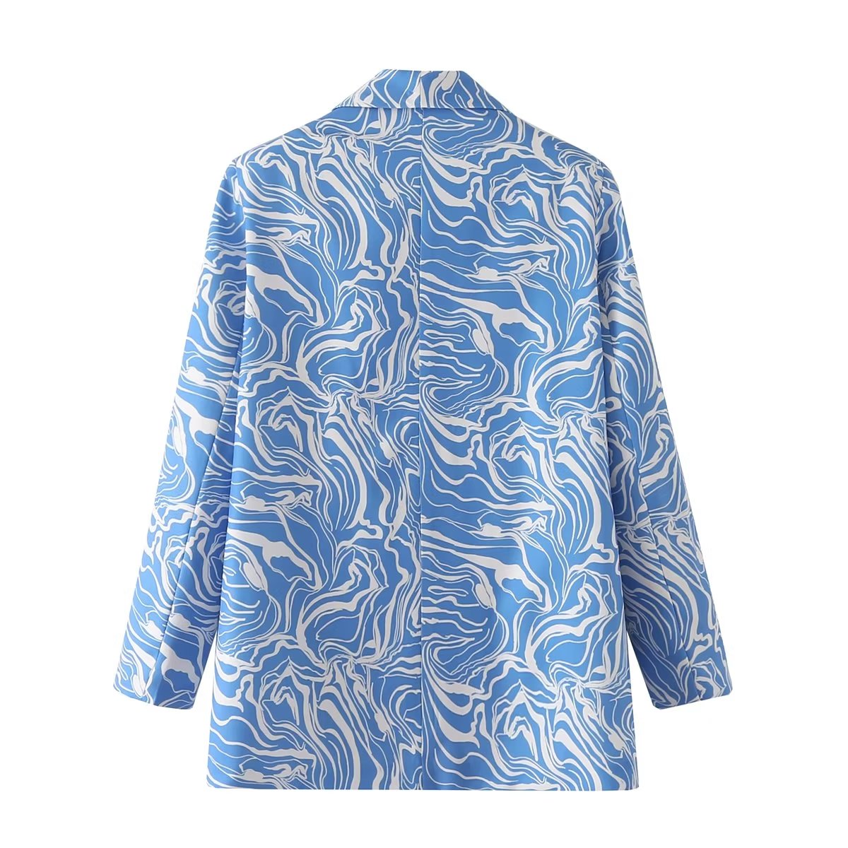 Casual Contrast Color Long Sleeve Blazer Winter Women Clothing Years Printed Slim One Button Top