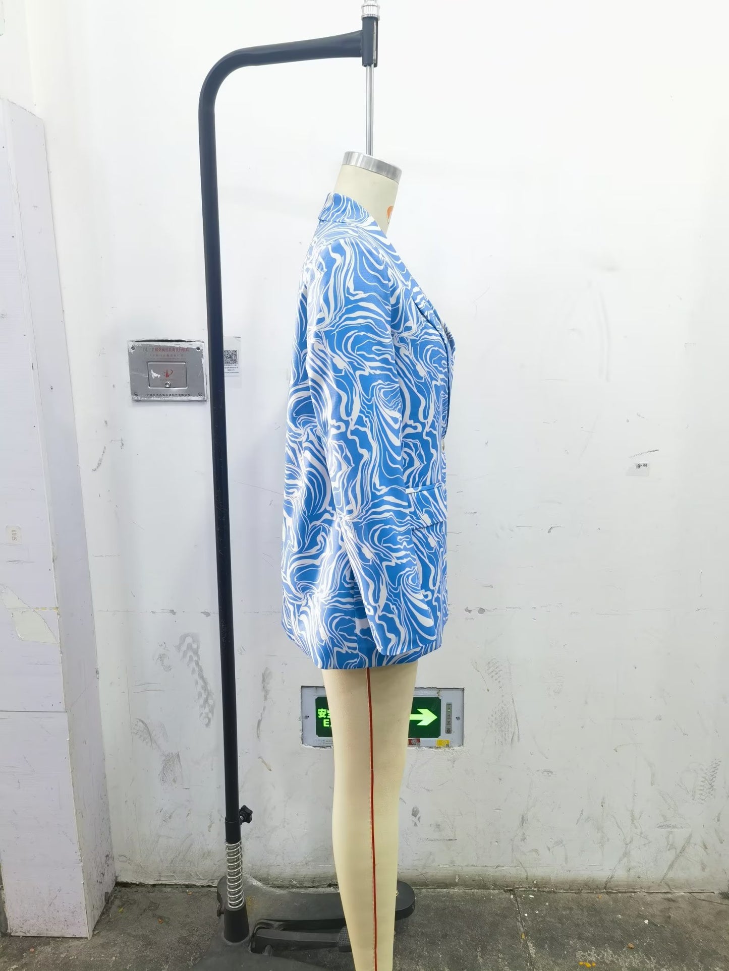 Casual Contrast Color Long Sleeve Blazer Winter Women Clothing Years Printed Slim One Button Top