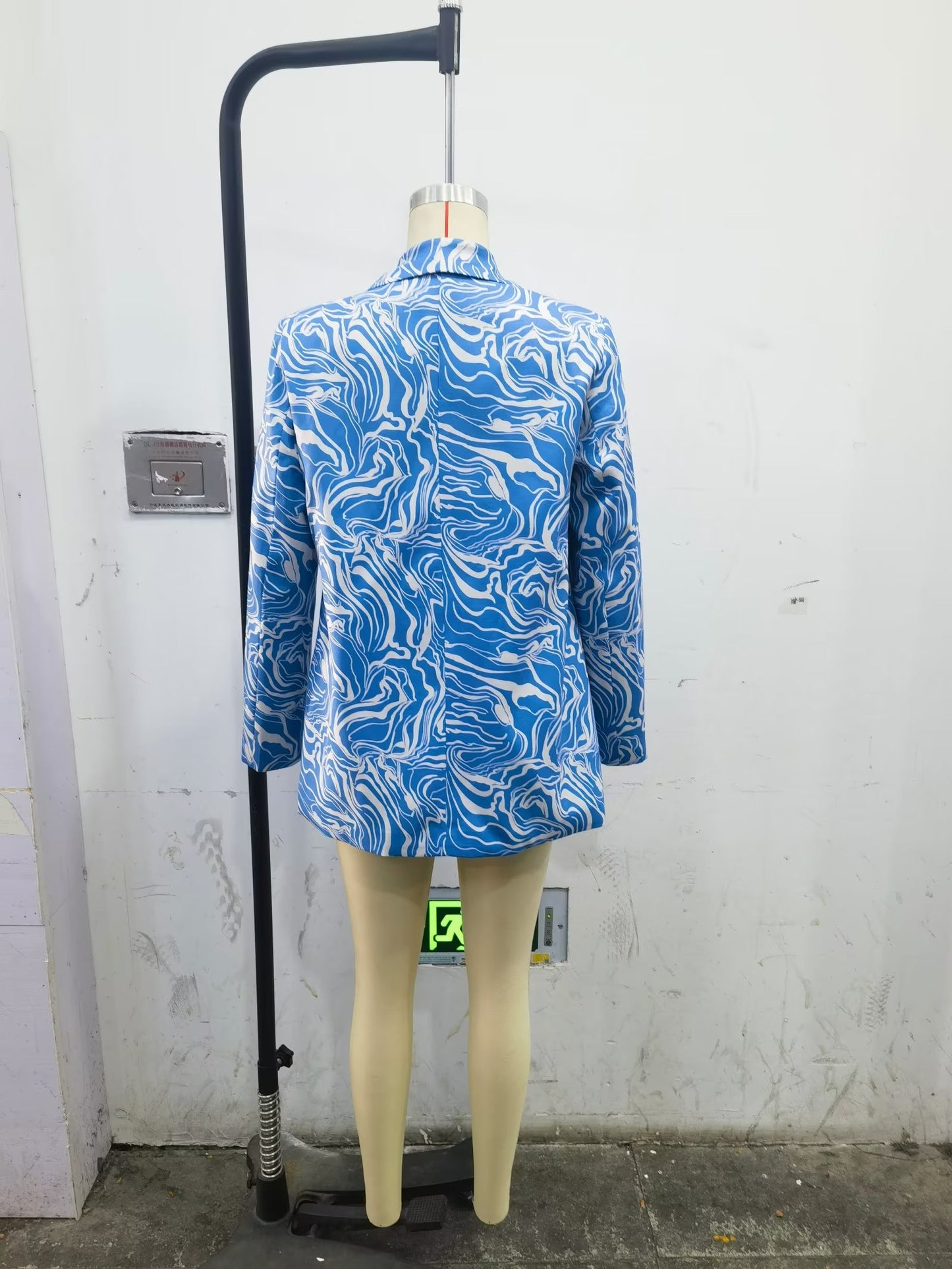 Casual Contrast Color Long Sleeve Blazer Winter Women Clothing Years Printed Slim One Button Top