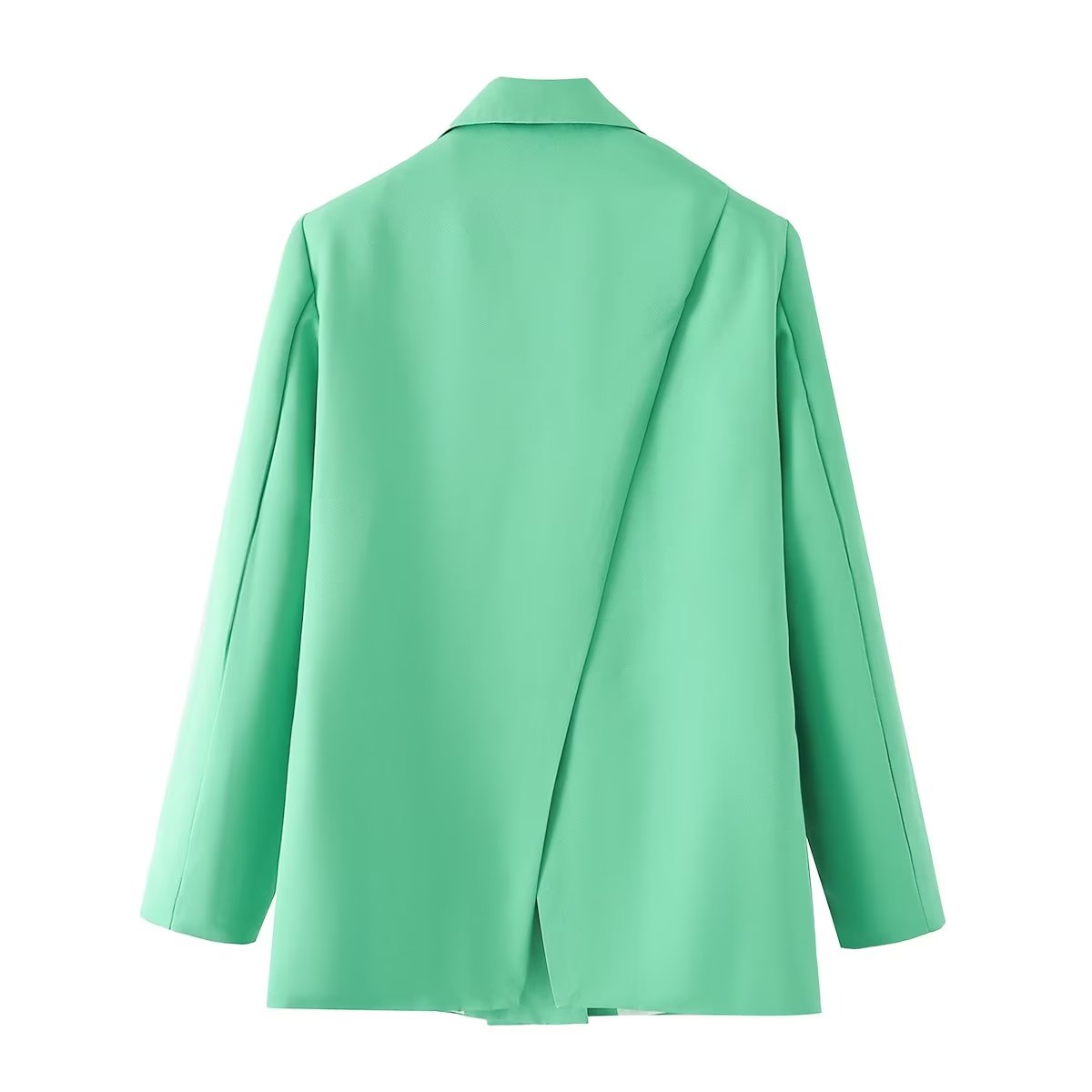 Spring Summer Elegant Slightly Mature Solid Color Long-Sleeved Coat Polo Collar Double Row Metal Buckle Women Clothing