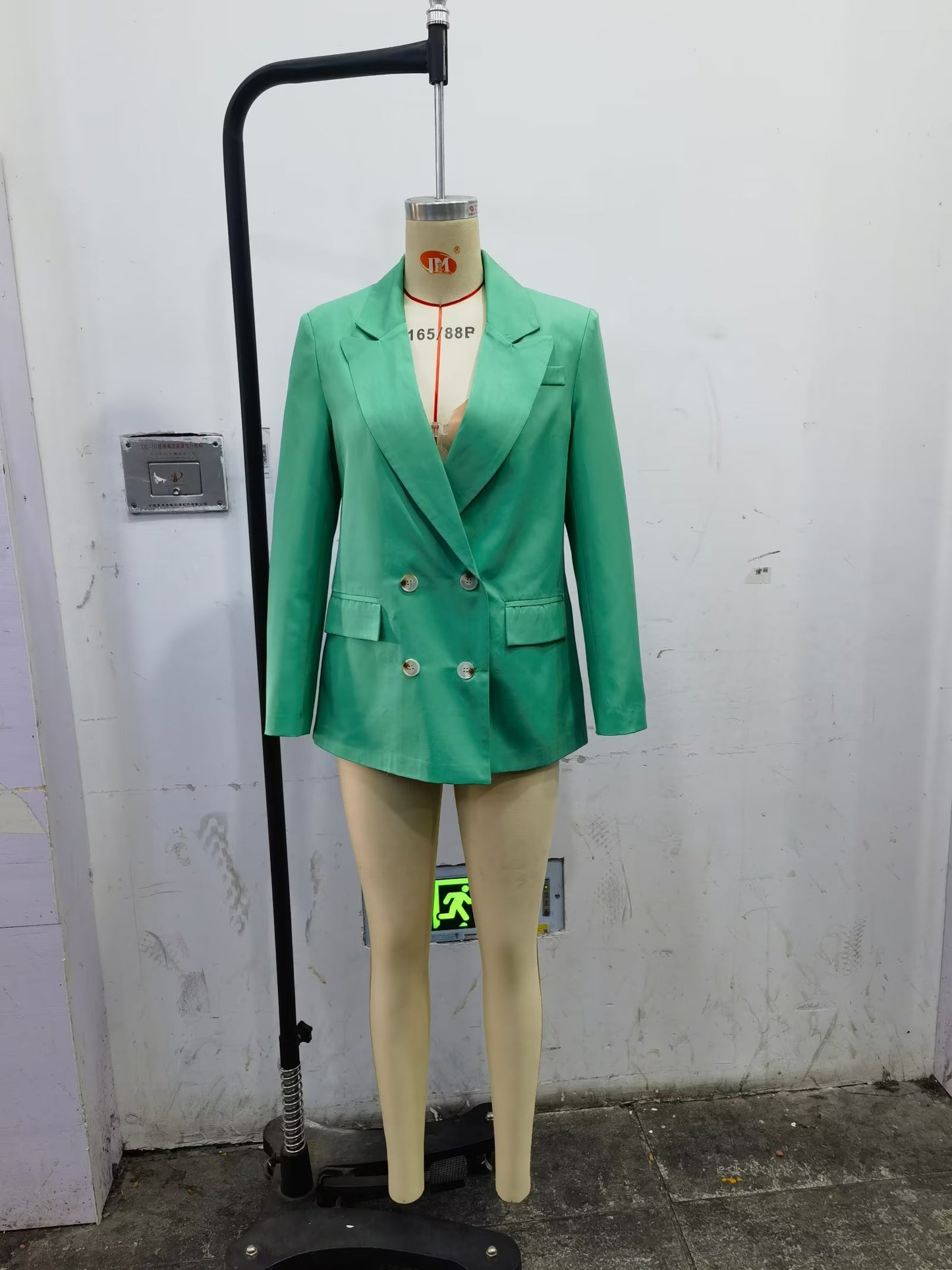 Spring Summer Elegant Slightly Mature Solid Color Long-Sleeved Coat Polo Collar Double Row Metal Buckle Women Clothing