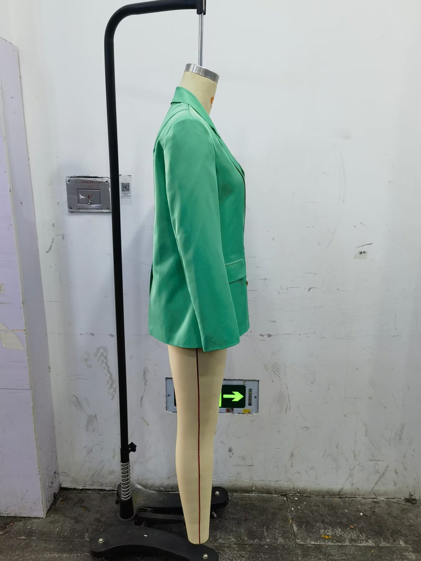 Spring Summer Elegant Slightly Mature Solid Color Long-Sleeved Coat Polo Collar Double Row Metal Buckle Women Clothing