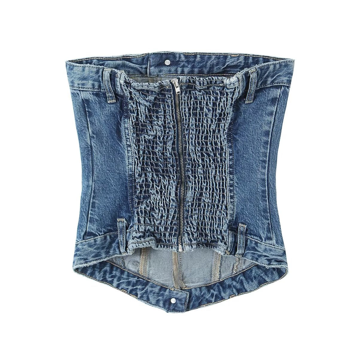 Summer Women Clothing Elastic Corset Denim Top