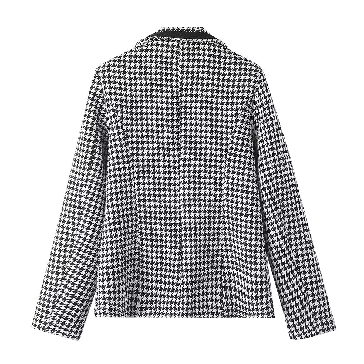 Autumn Women Clothing Classic Check Pattren All Match Short Office Short Coat