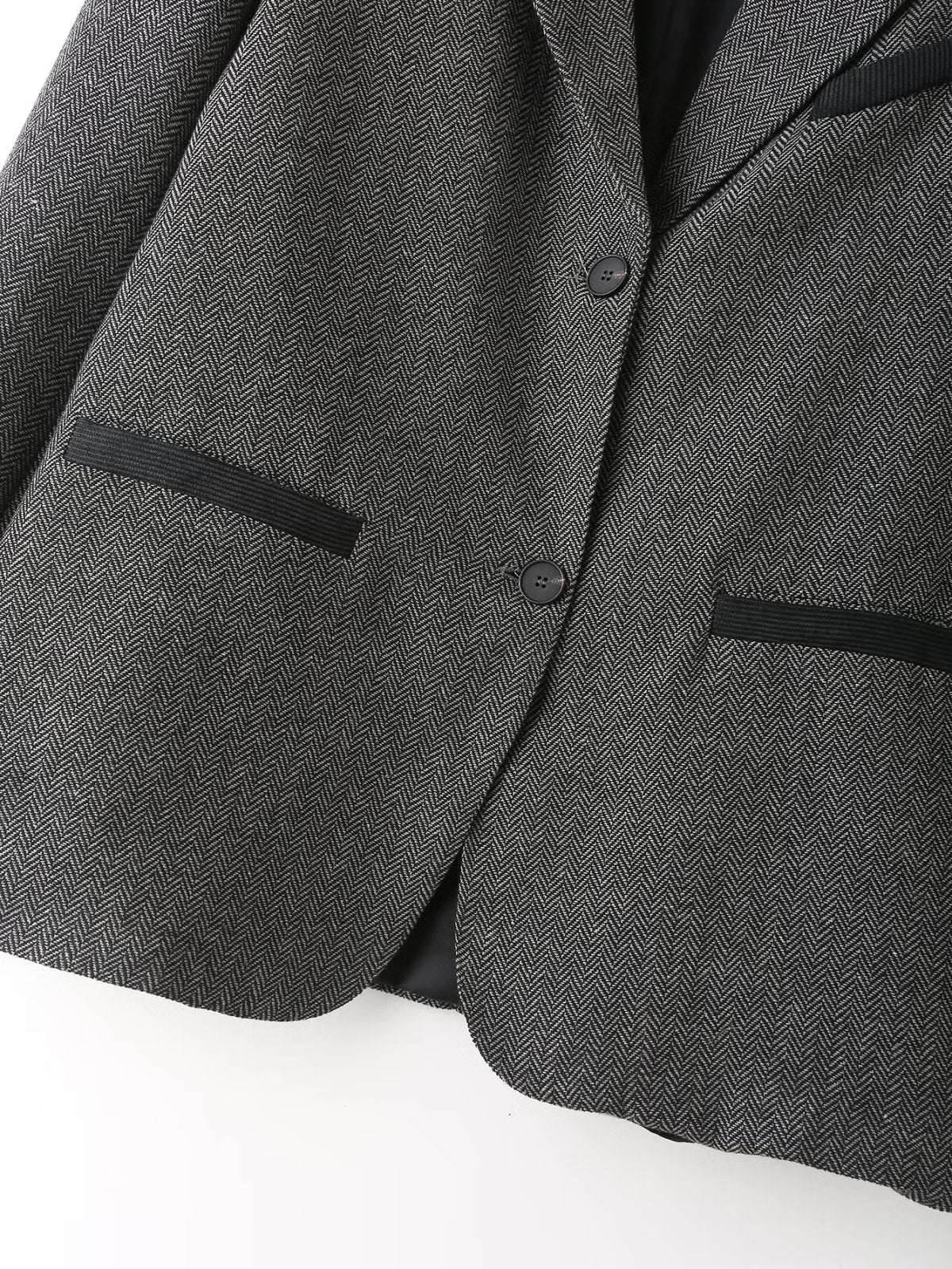 Autumn Women Herringbone Oblique Solid Color Loose Blazer Women