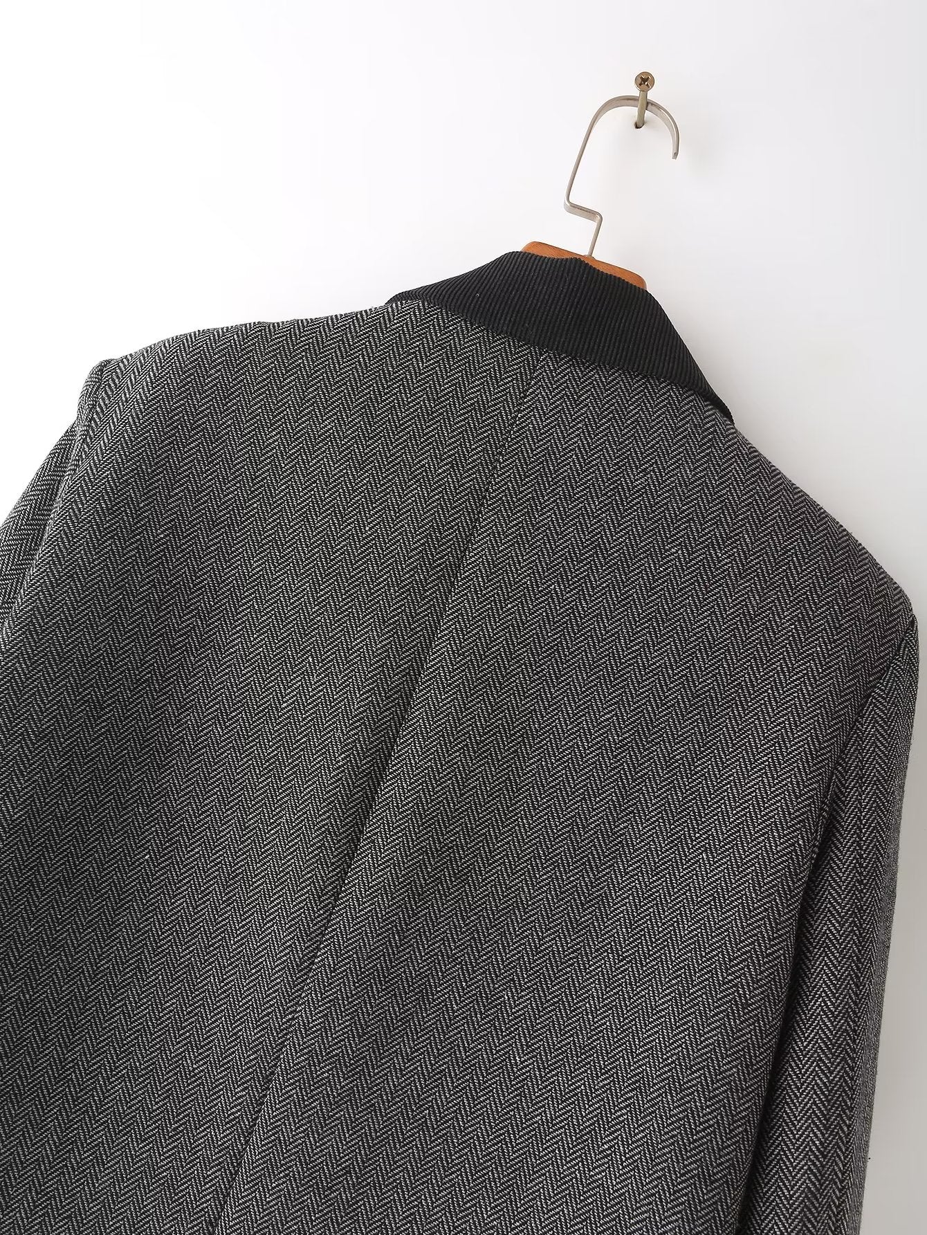 Autumn Women Herringbone Oblique Solid Color Loose Blazer Women