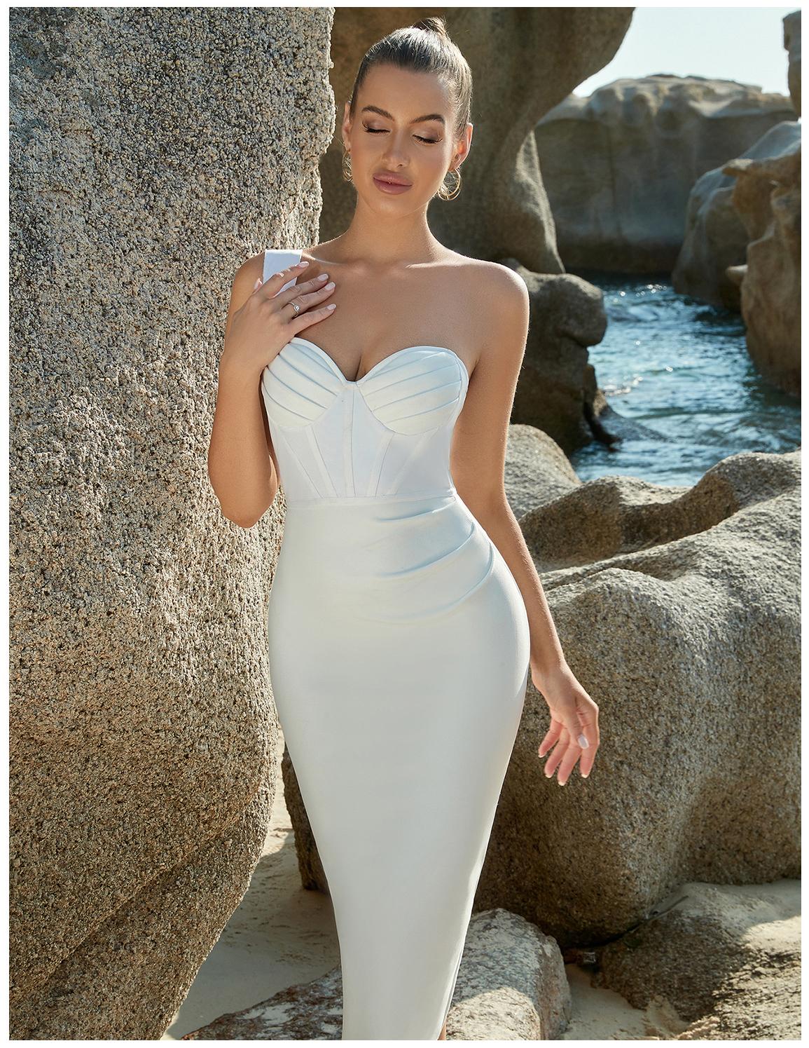 Bandage One Piece Dress One Shoulder Pleated Women Wedding Party Evening Dress Bandage Dress /'