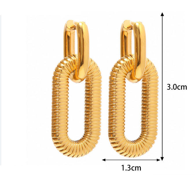 Exaggerated 18K Gold Plated Stainless Steel Chain Earrings Jewelry Advanced Trendy Stylish Earrings Accessories