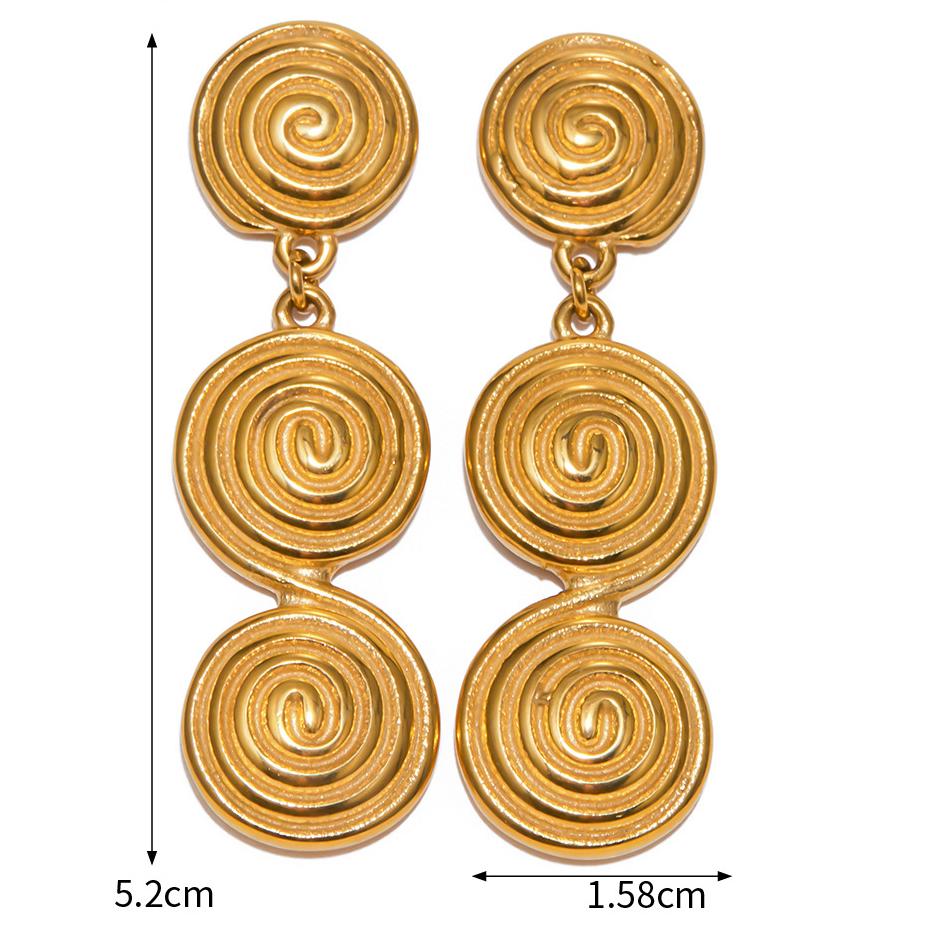 18K Gold Stainless Steel Thread Circle Embellished Earrings Jewelry Personalized Earrings Accessories