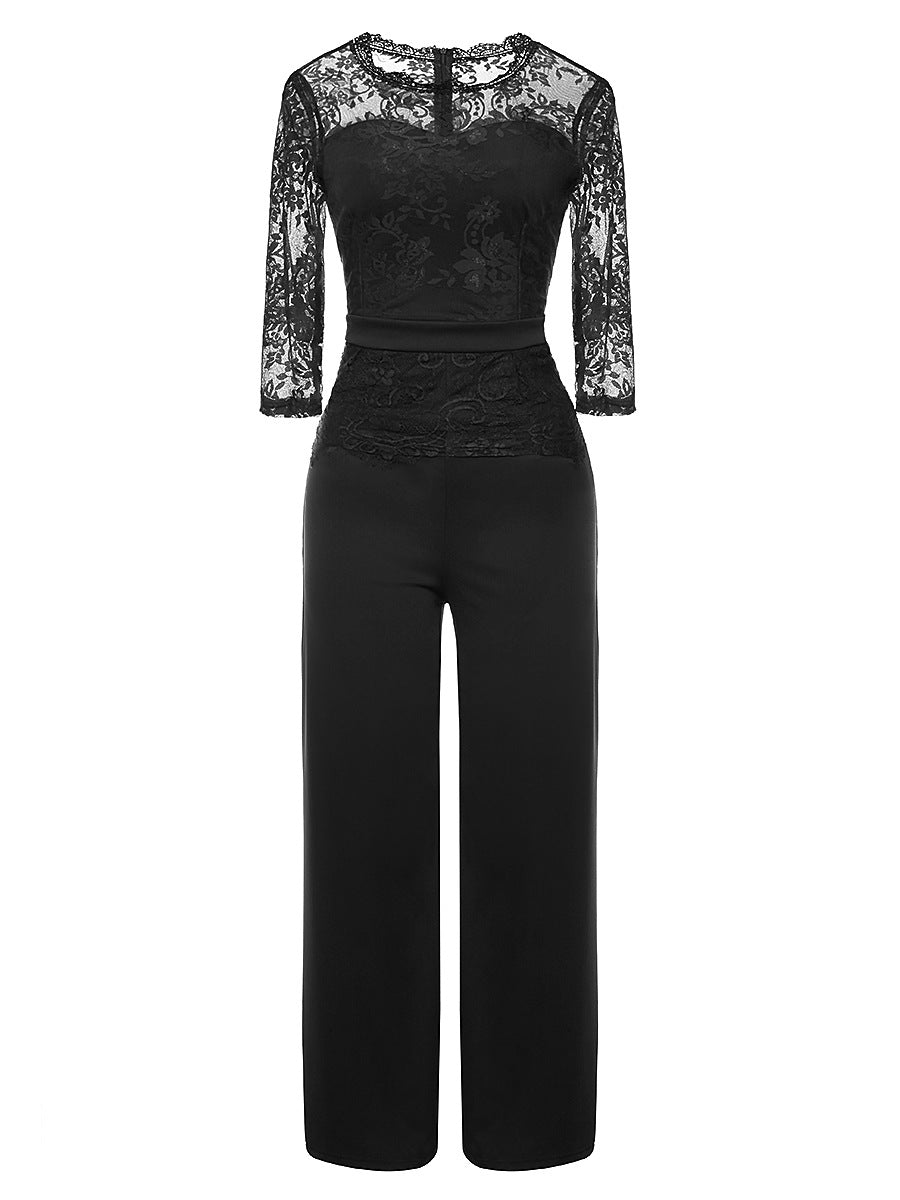 Summer Women Clothing Dunhuang Sexy Lace Jumpsuit