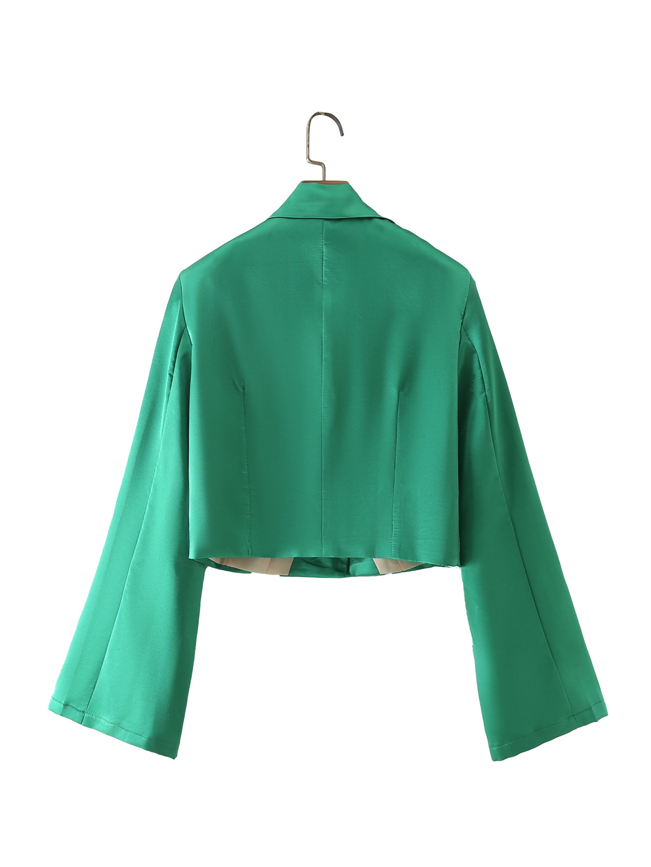 French Retro Women Clothing Slimming Solid Color Satin Short Blazer