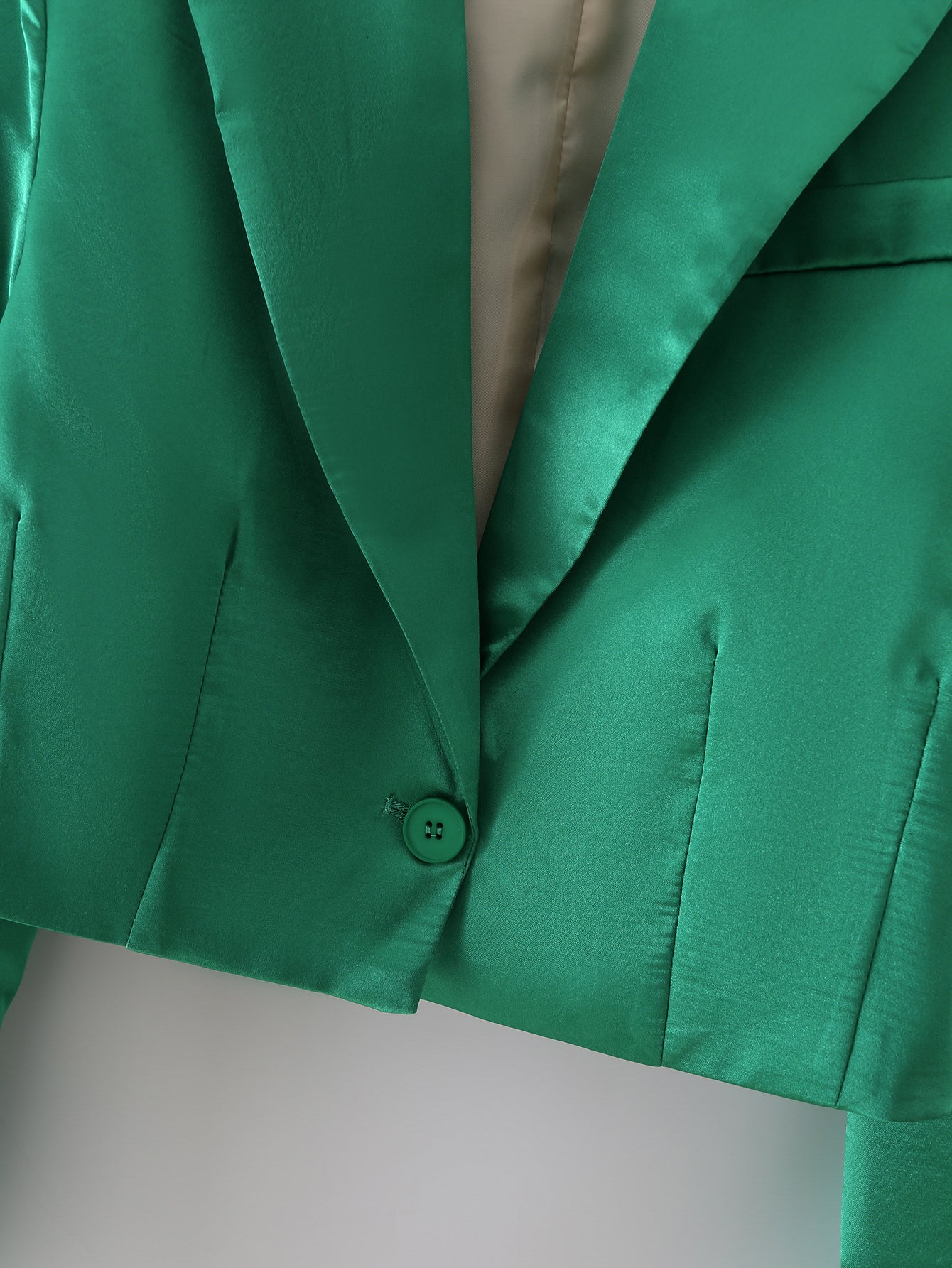 French Retro Women Clothing Slimming Solid Color Satin Short Blazer