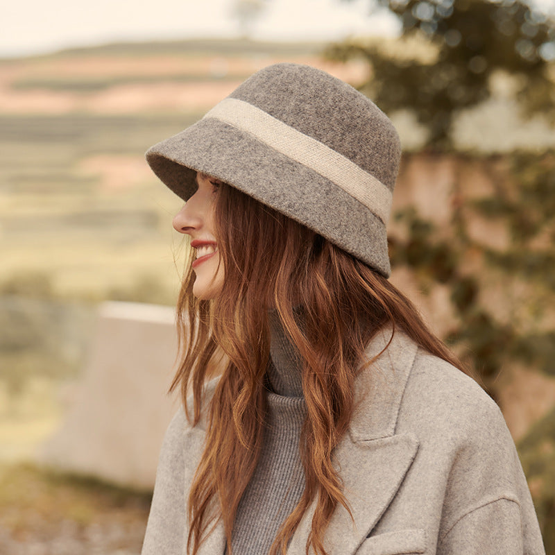 Autumn Winter Fisherman Hat Korean Hat Women Bucket Hat Woolen Warm Japanese Knitting Wool Bucket Hat