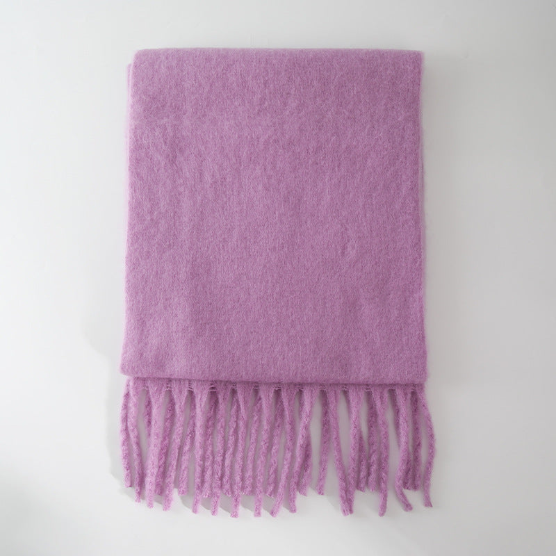 Winter Mohair Cashmere like Solid Color Scarf Lengthen Thicken Thick Tassel Autumn Winter Warm Scarf