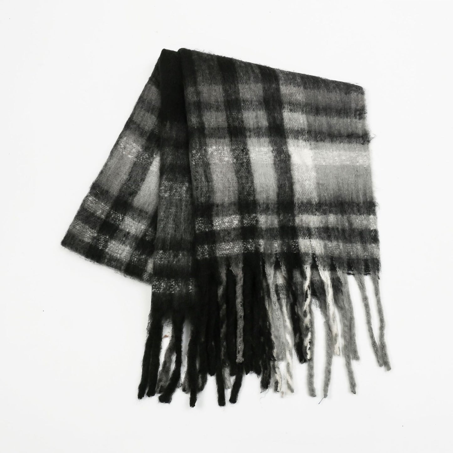 Plaid Scarf for Women Autumn Winter Thickened Warm All Matching Tassel Fashionable Scarf