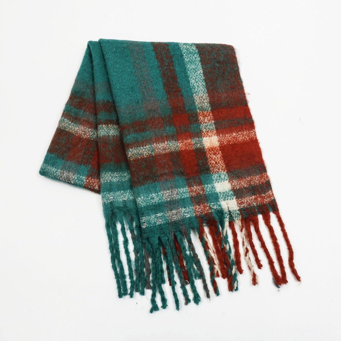 Plaid Scarf for Women Autumn Winter Thickened Warm All Matching Tassel Fashionable Scarf