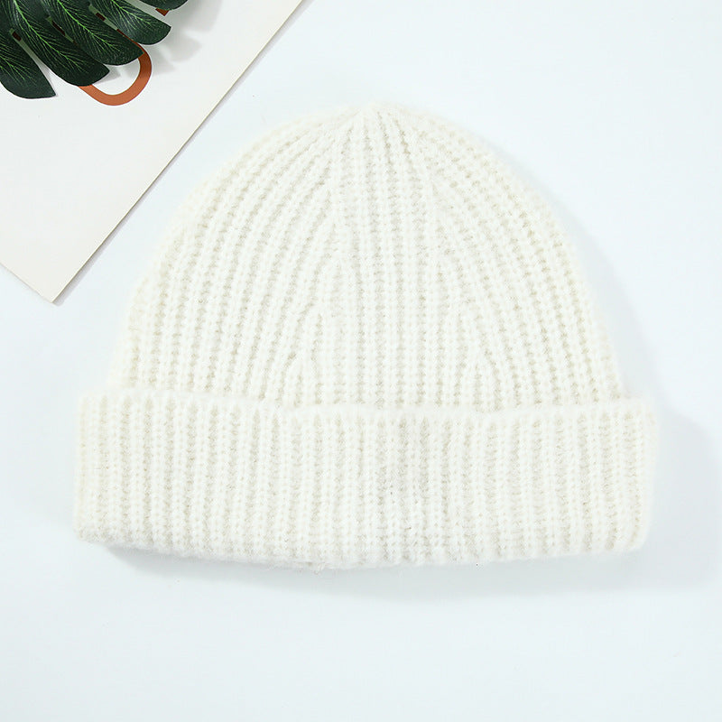 Women Winter Hat Big Head Circumference Warm Simple Wool Blend Solid Color Flanging Woolen Cap Beanie Hat