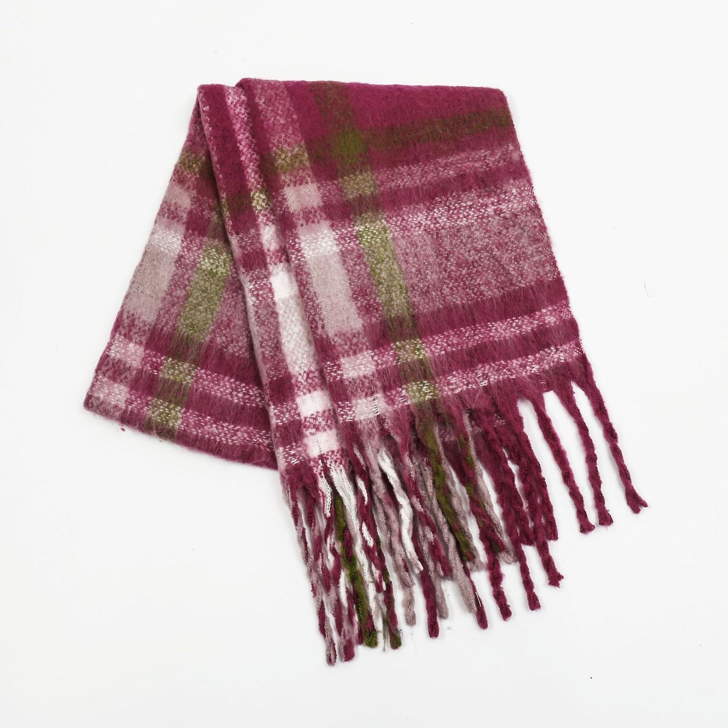 Plaid Scarf for Women Autumn Winter Thickened Warm All Matching Tassel Fashionable Scarf