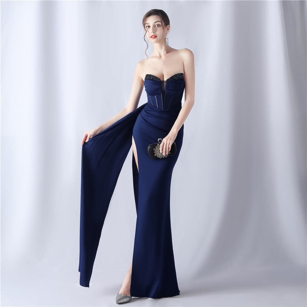 Boning Corset Waist Tight Heavy Industry Beads High End Evening Dress