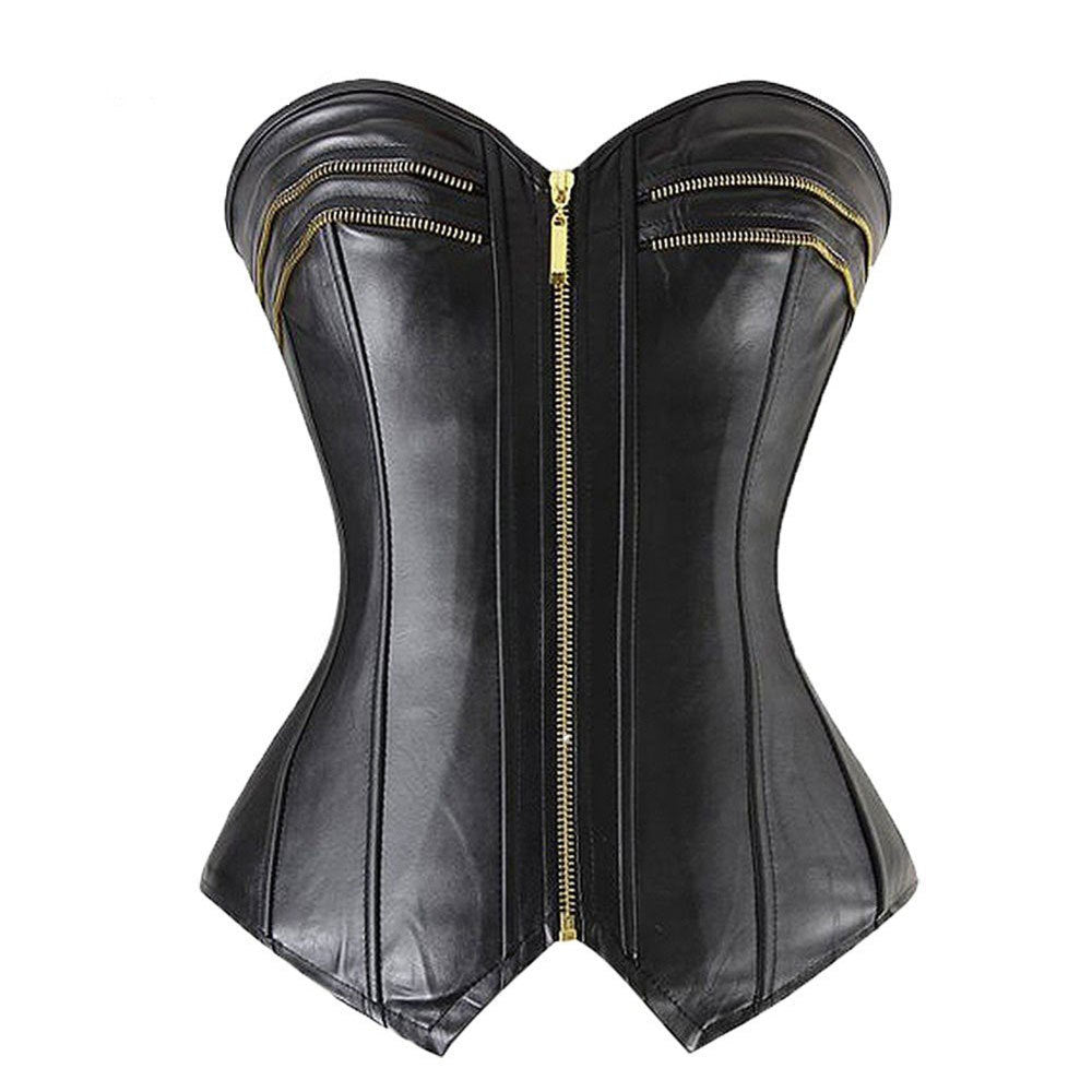 Zipper Dress Bottoming Corset Leather Court Corset