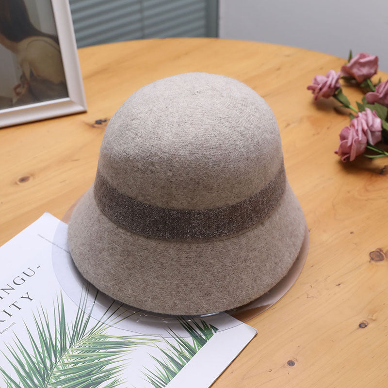 Autumn Winter Fisherman Hat Korean Hat Women Bucket Hat Woolen Warm Japanese Knitting Wool Bucket Hat