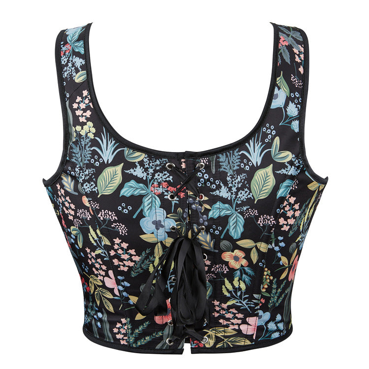 Black Floral Adjustable Shoulder Strap Women Tube Top Push up Top