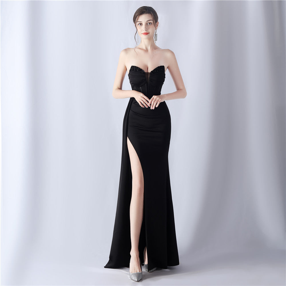 Boning Corset Waist Tight Heavy Industry Beads High End Evening Dress