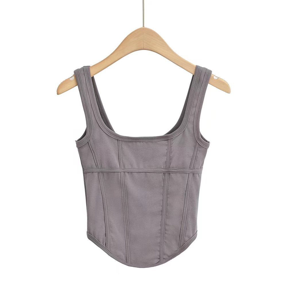 Curved Hem Exposed cropped Sexy Niche Design All-Match Summer Wear Sexy Boning Corset Boning Corset Camisole '