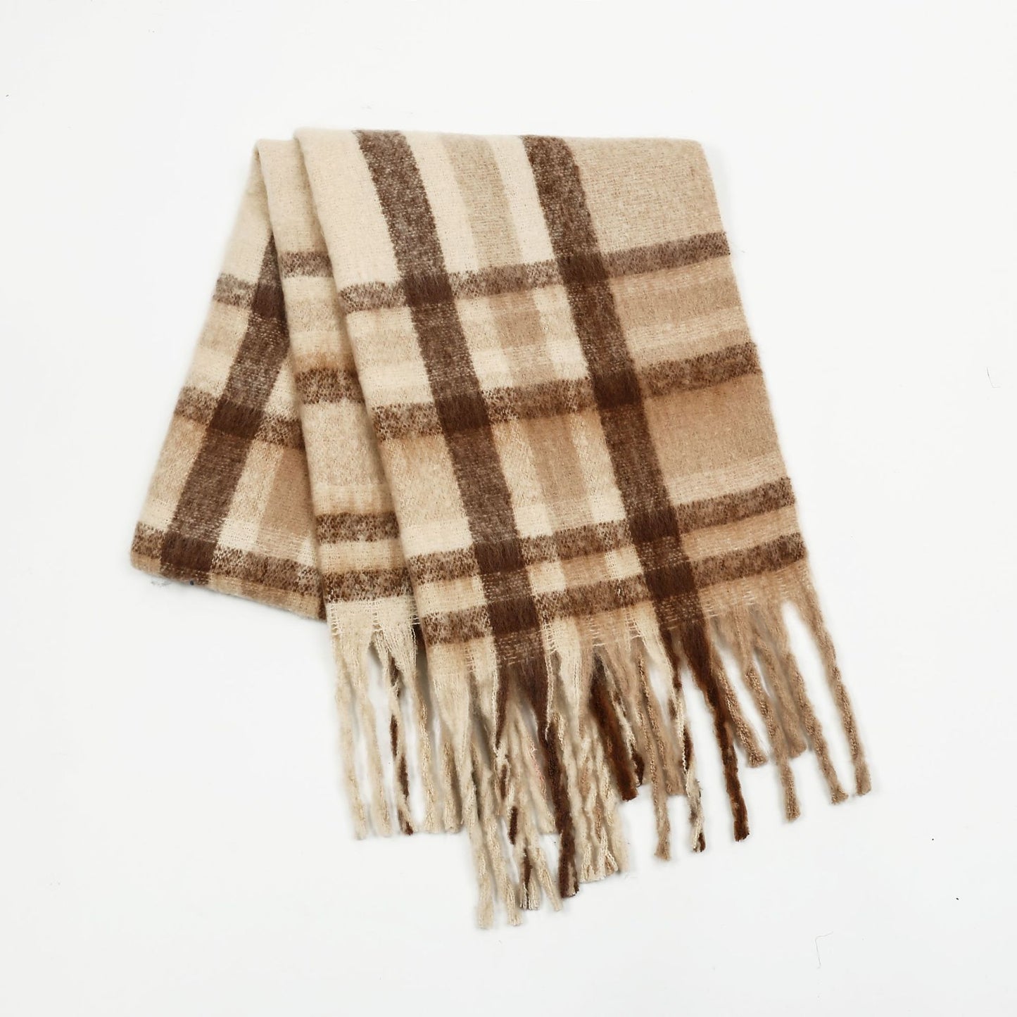 Plaid Scarf for Women Autumn Winter Thickened Warm All Matching Tassel Fashionable Scarf