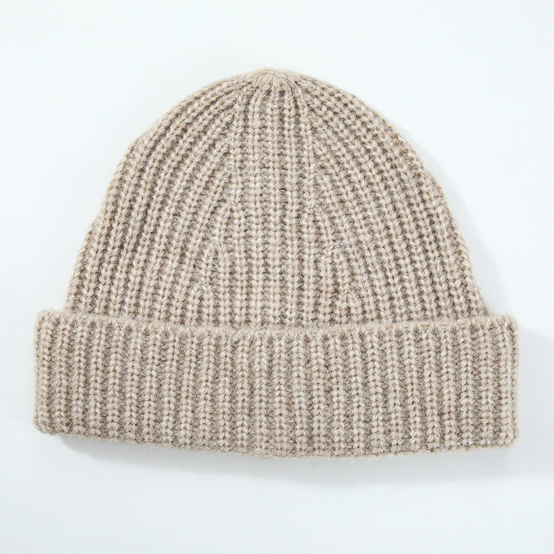 Women Winter Hat Big Head Circumference Warm Simple Wool Blend Solid Color Flanging Woolen Cap Beanie Hat