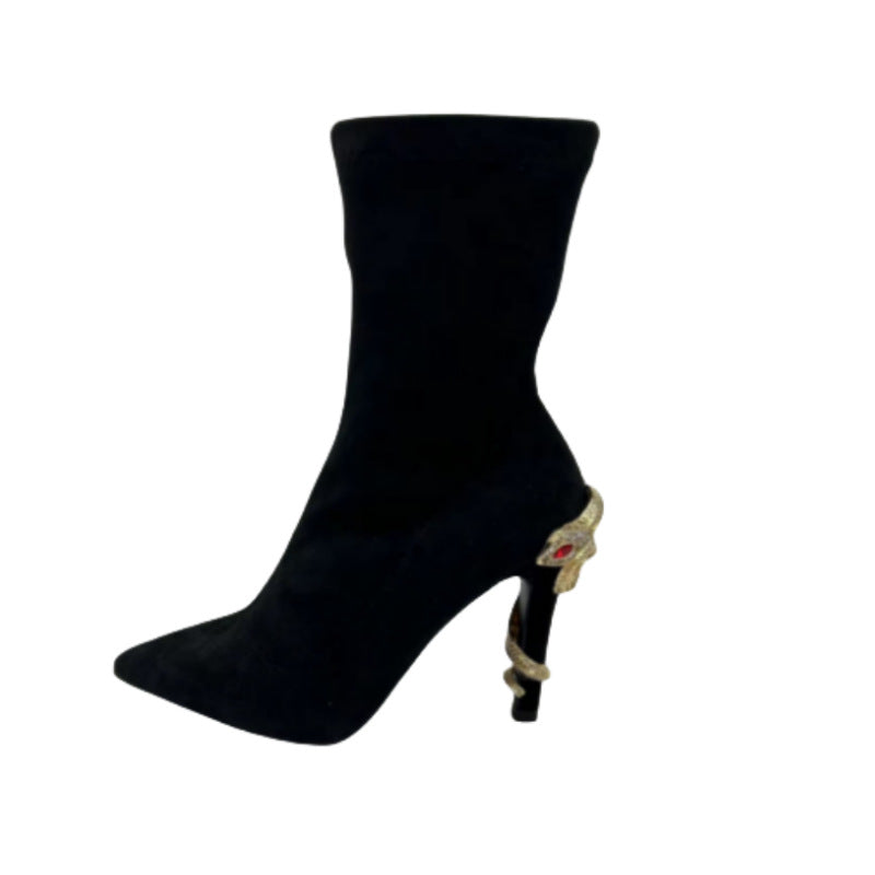 Autumn Winter Black Skinny Boots Stiletto Heel Elastic Socks Boots Sexy Pointed Ankle Boots