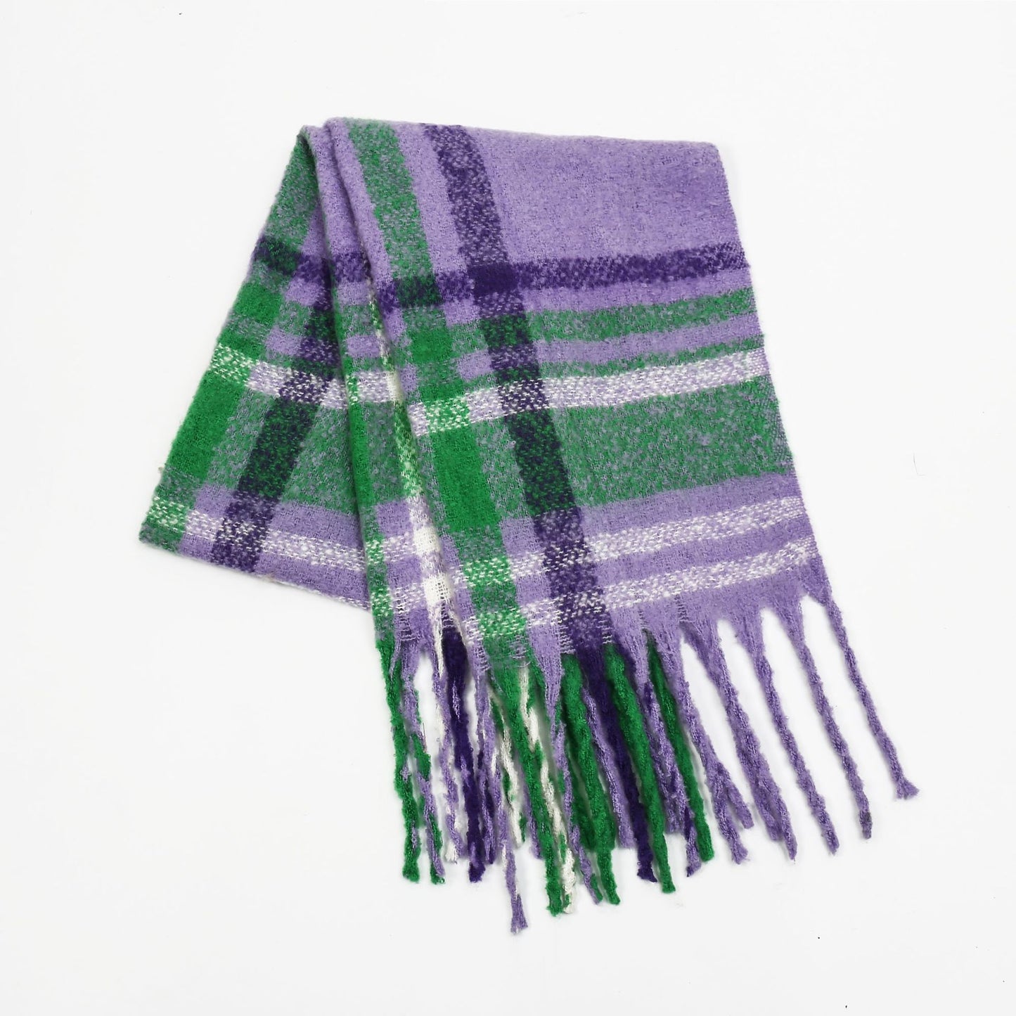 Plaid Scarf for Women Autumn Winter Thickened Warm All Matching Tassel Fashionable Scarf