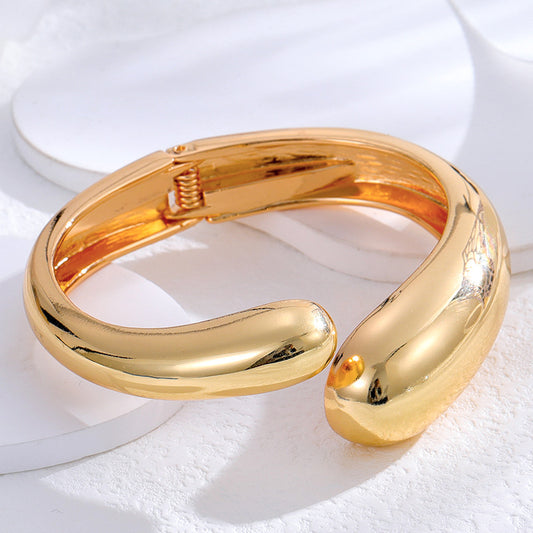 Alloy Gold Plated High Glossy Open Spring Bracelet Women Simple Bracelet