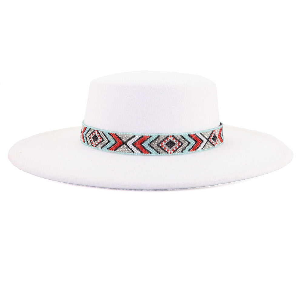 [Minimum order quantity is 2 pieces]Woolen Flat Top Hat Large Brim Hat Bohemian Holiday Broad Brimmed Hat