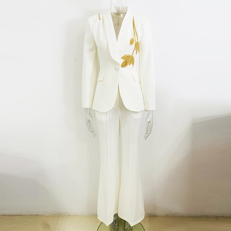 Heavy Industry Beads Slim Flared Pants Two Piece Set