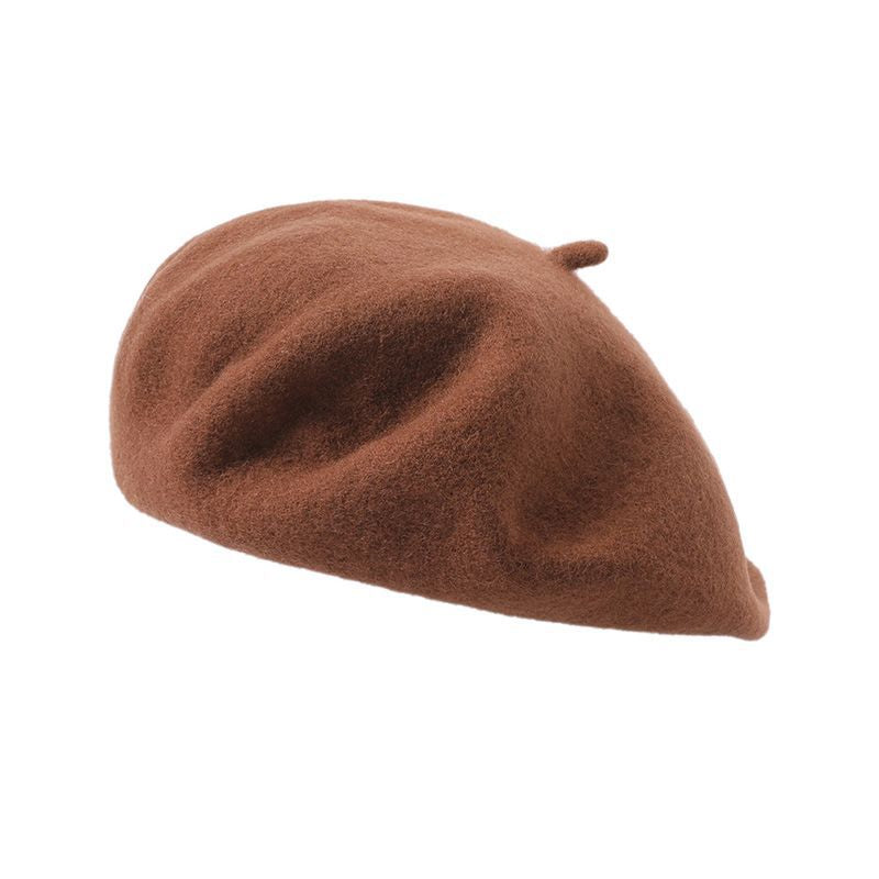 Autumn Winter Colors Available Wool Beret British Casual Season Warm Thickened Solid Color All Matching Hat